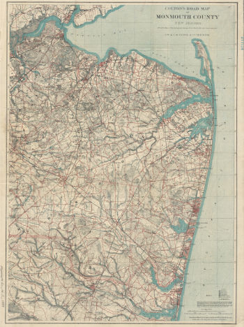 1889 Coltons road map of Monmouth County